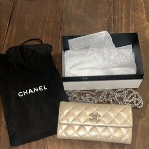 Chanel Gold Quilted Clutch